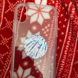 Clear iPhone XR tech21 case with popsocket